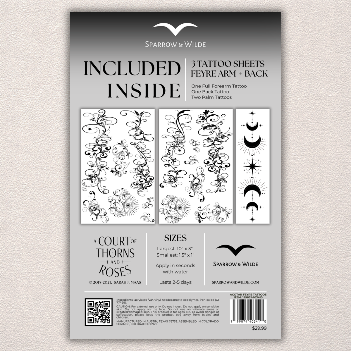 Temporary Tattoo Set | Feyre Arm + Back ACOTAR
