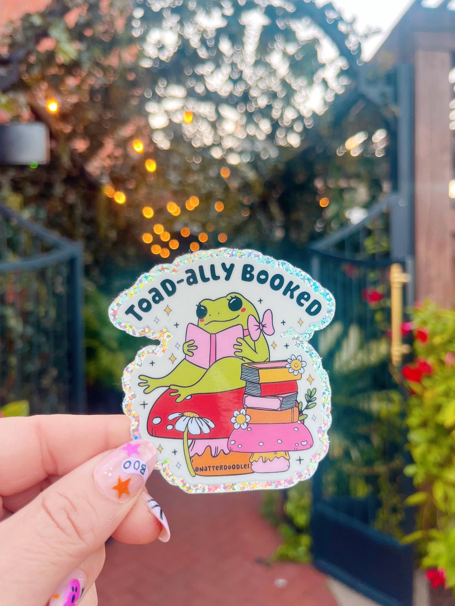 Toad-ally Booked Reading Sticker – Frog on Mushroom Vinyl