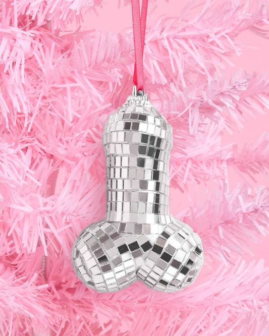 Disco Penis Ornament - silver disco ornament Christmas