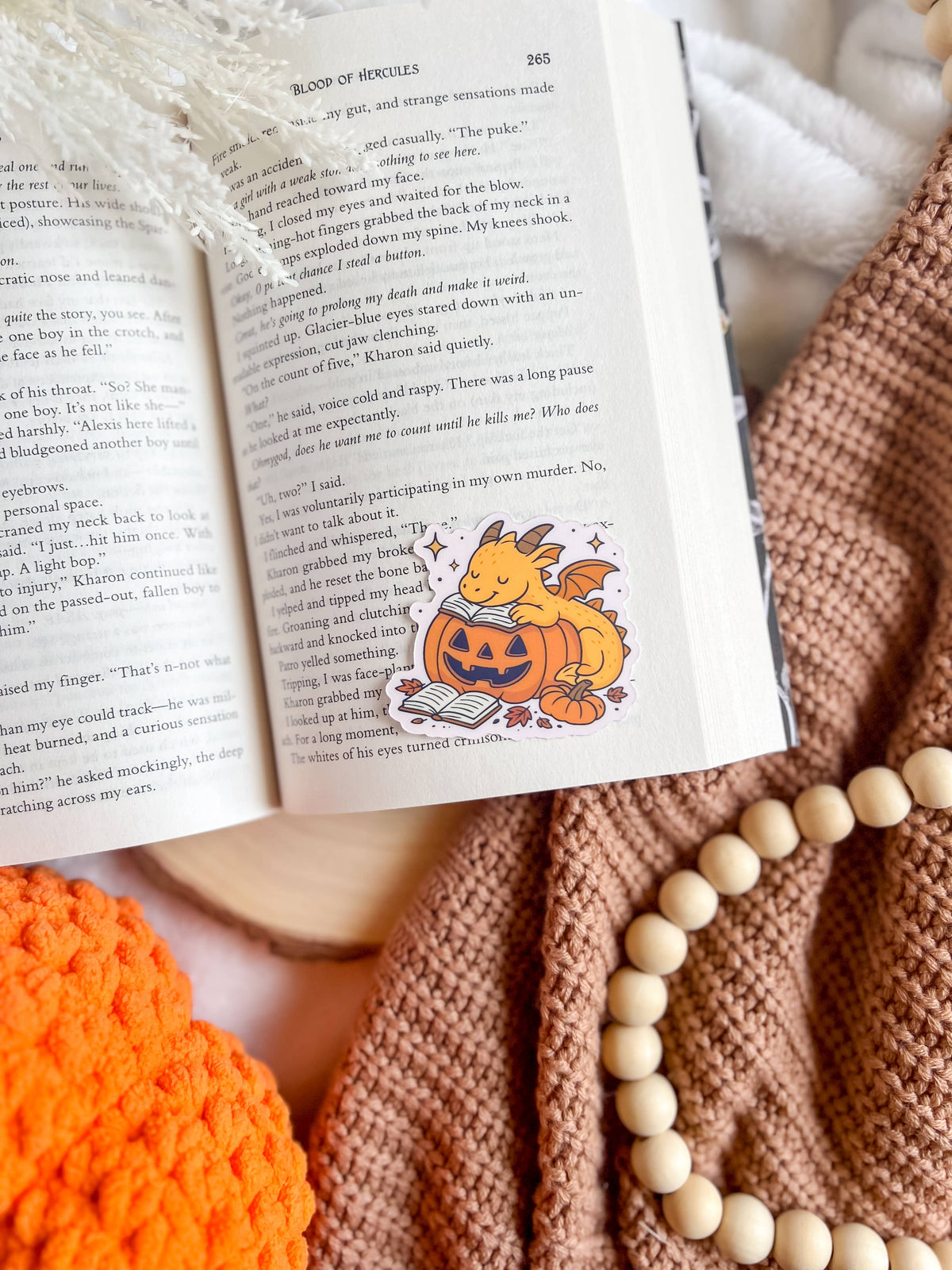 Cute Bookish Pumpkin Dragon Sticker | Halloween Stickers