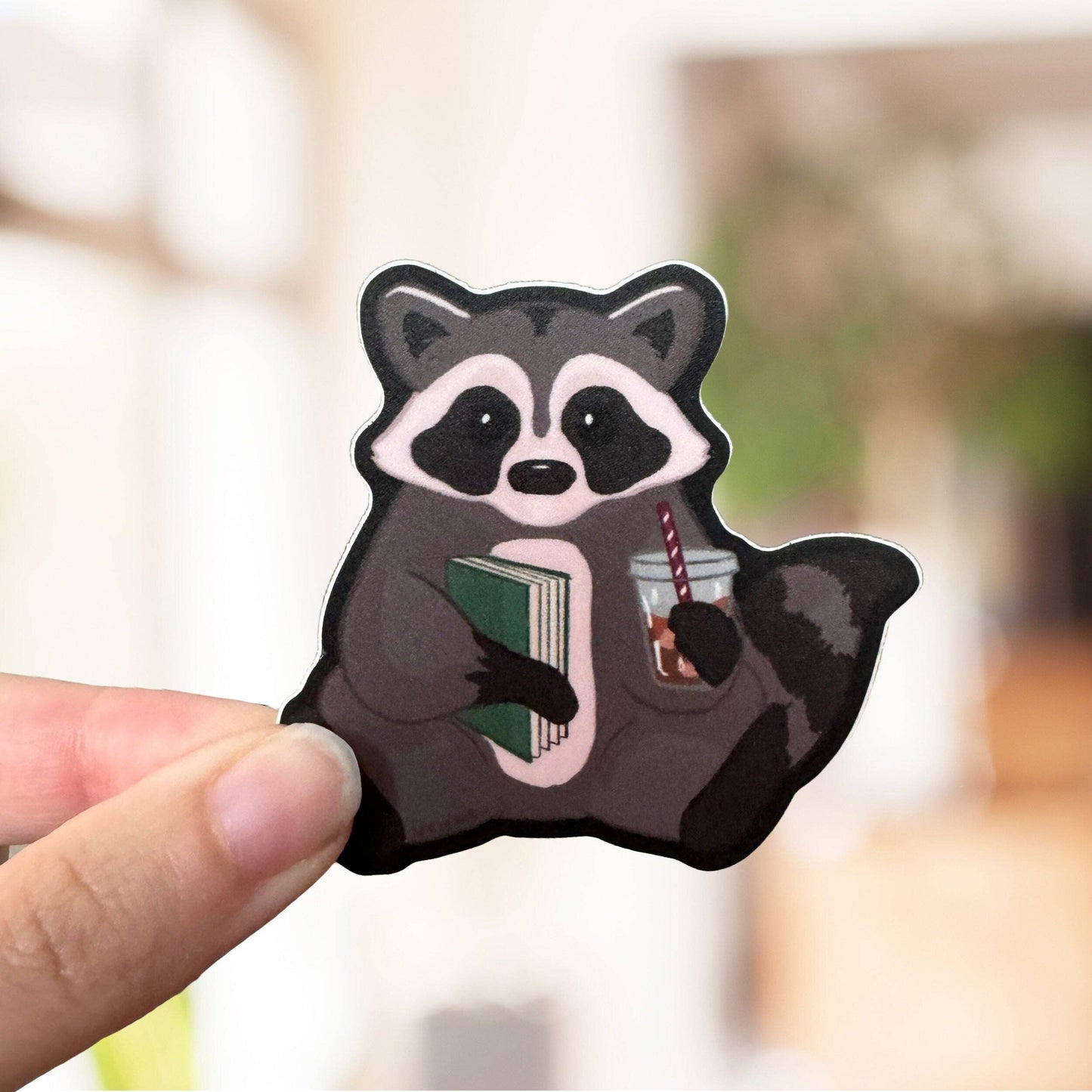 Cute Raccoon Trash Reader Sticker