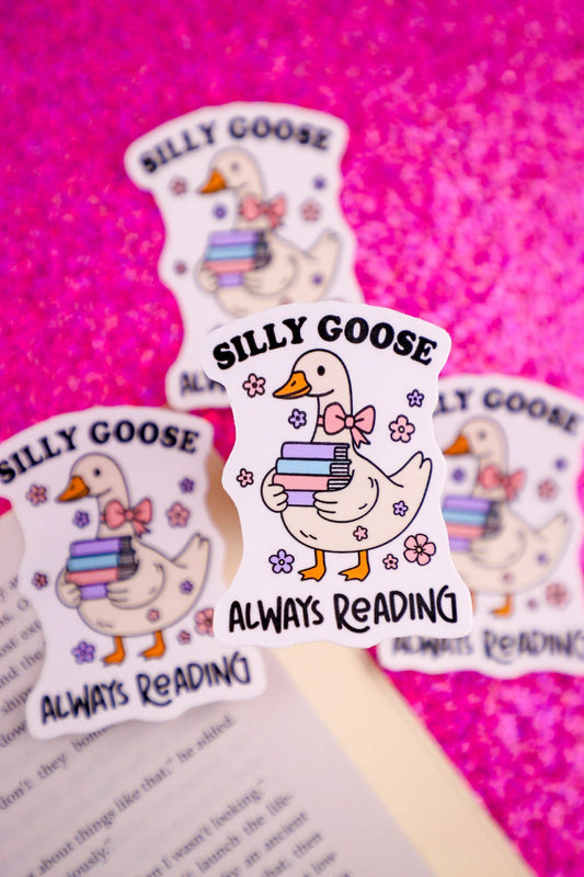Silly Goose Always Reading Sticker