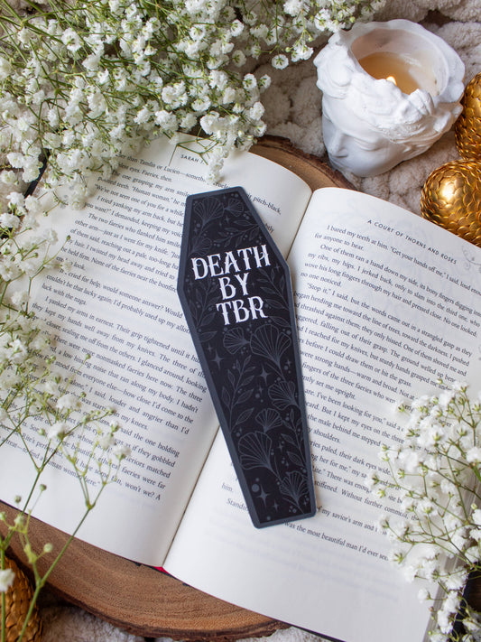 Death By TBR Halloween Coffin Die-Cut Bookmark