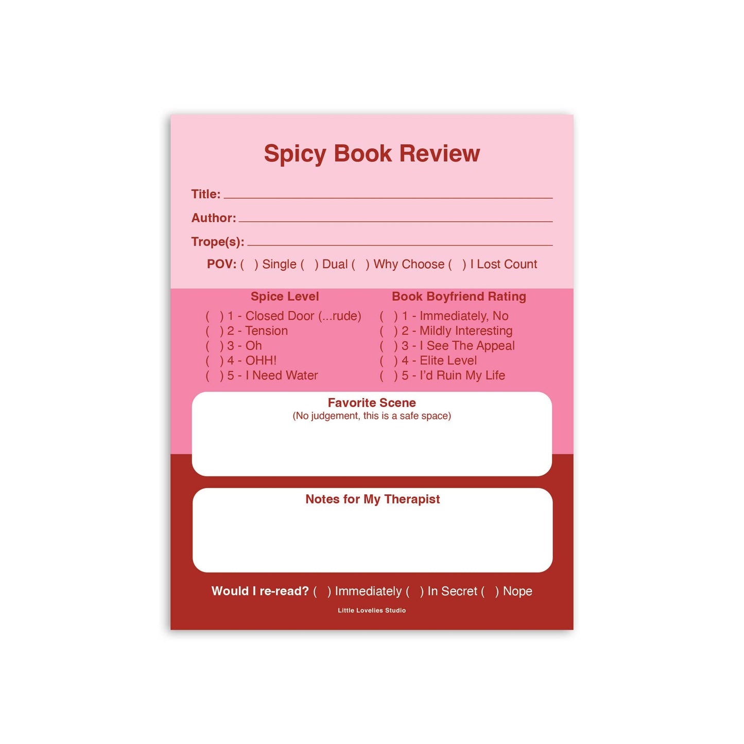 Spicy Book Review Notepad