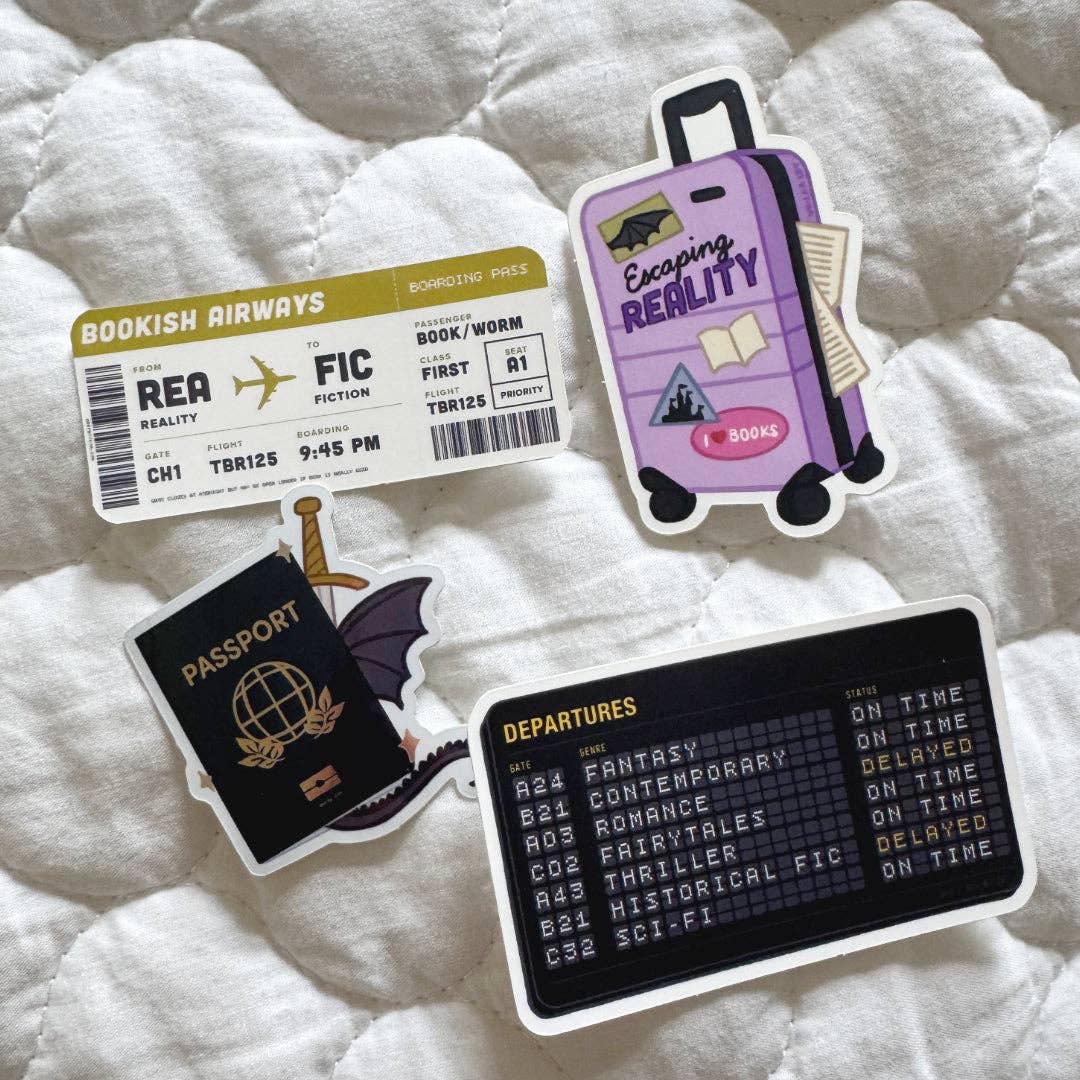 Bookish Passport Glossy Kindle Book Sticker