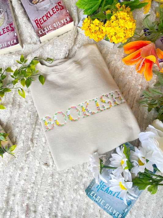 Bookish Floral Spring Embroidered Sweatshirt