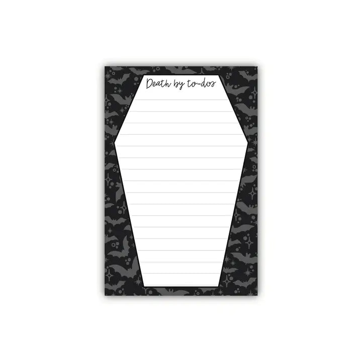 4x6 Death By To-Dos Notepad | Coffin Halloween Stationery