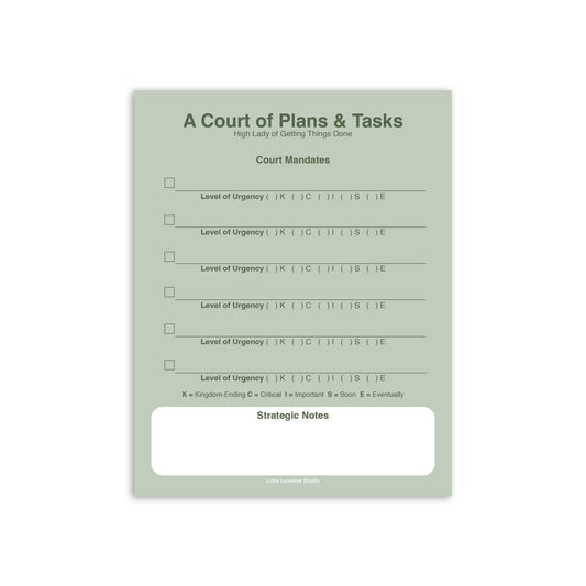 A Court of Plans & Tasks Notepad | Fantasy To Do List