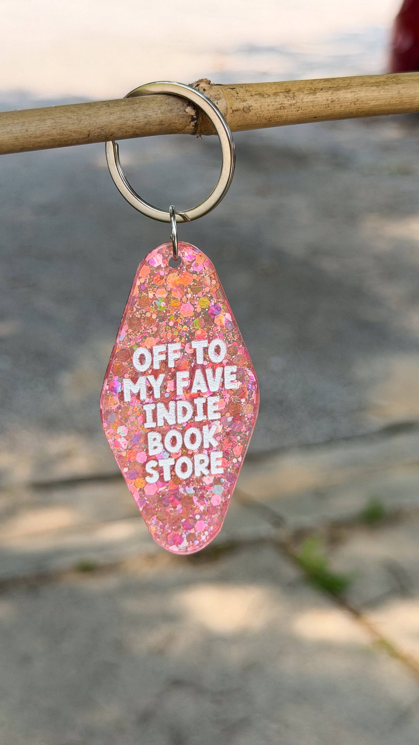 Off To My Fave Indie Book Store Keychain