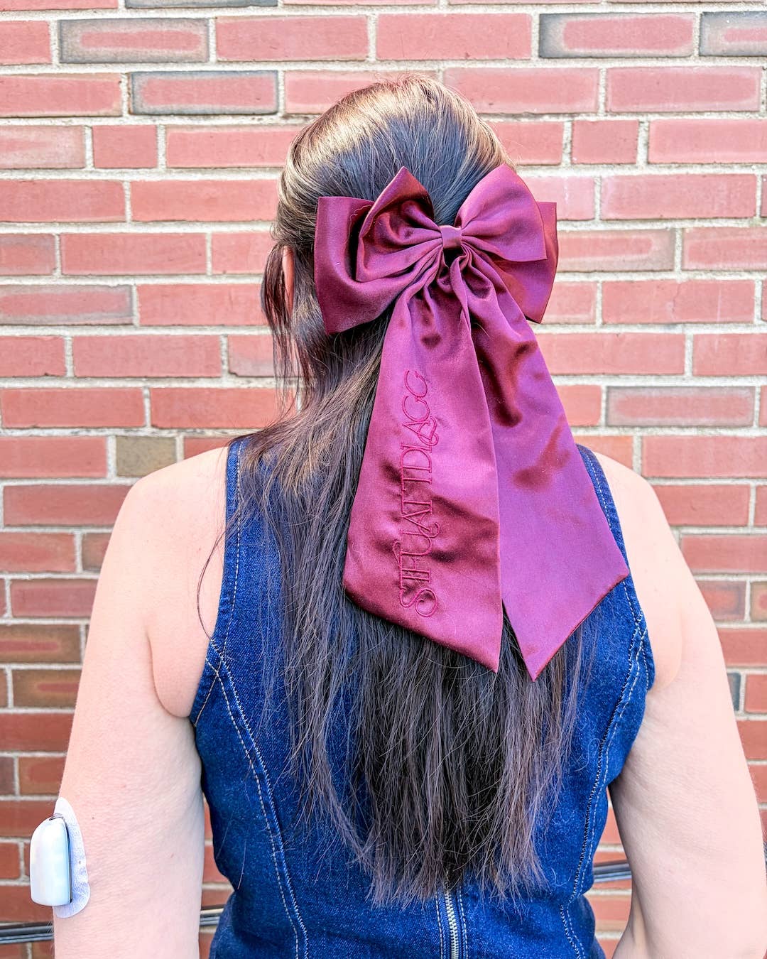 STFUATTDLAGG Hair Bow Clip | Romance Embroidered Satin Bow