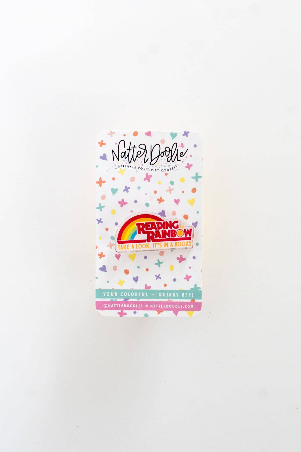 Reading Rainbow Acrylic Pin – Retro Book Lover Gift