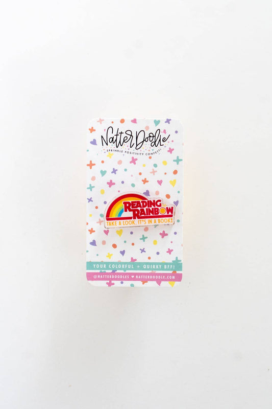 Reading Rainbow Acrylic Pin – Retro Book Lover Gift