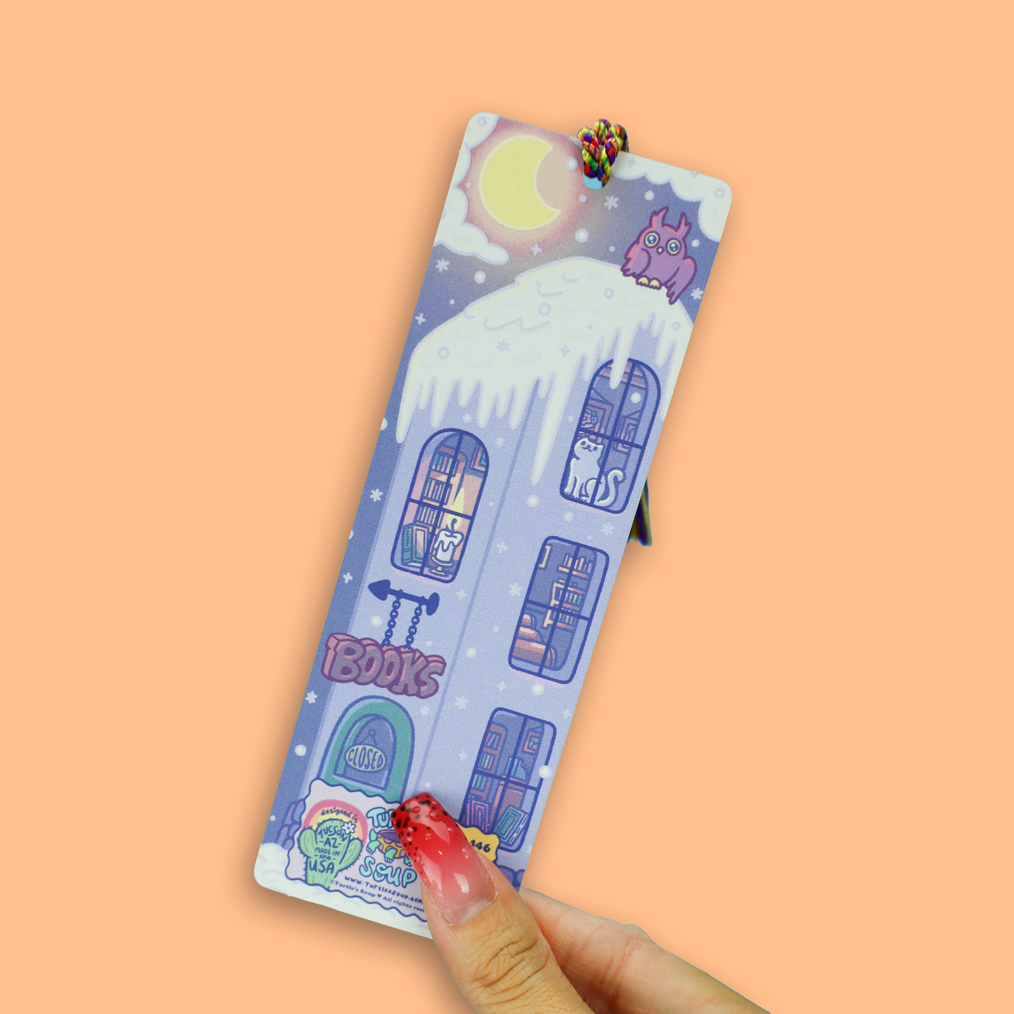 Snowy Bookshop, Cozy Reader, Gift, Winter Bookmark