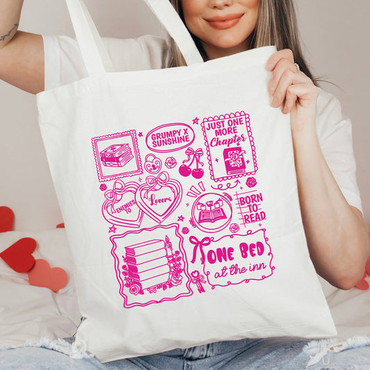 Bookish Romance Tropes Canvas Tote Bag