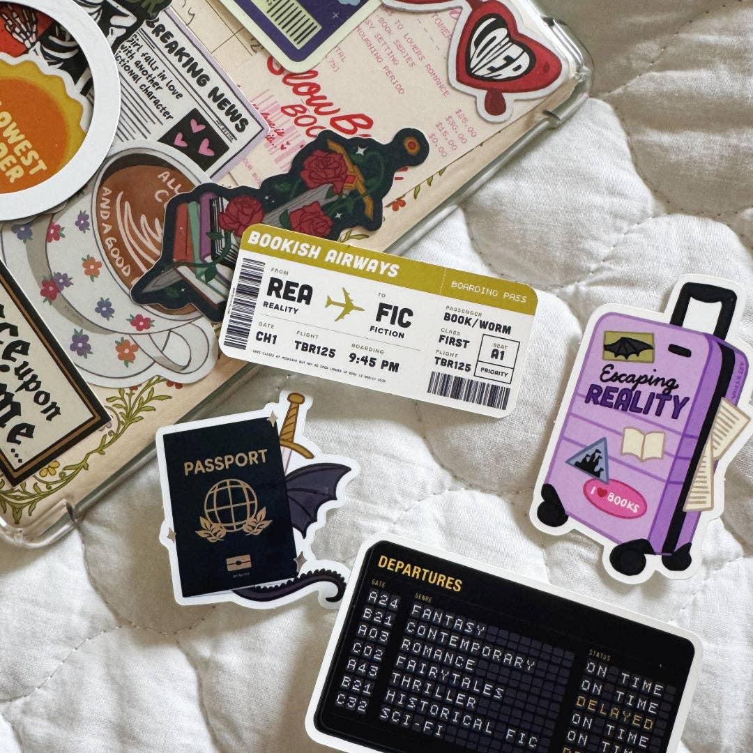 Bookish Passport Glossy Kindle Book Sticker