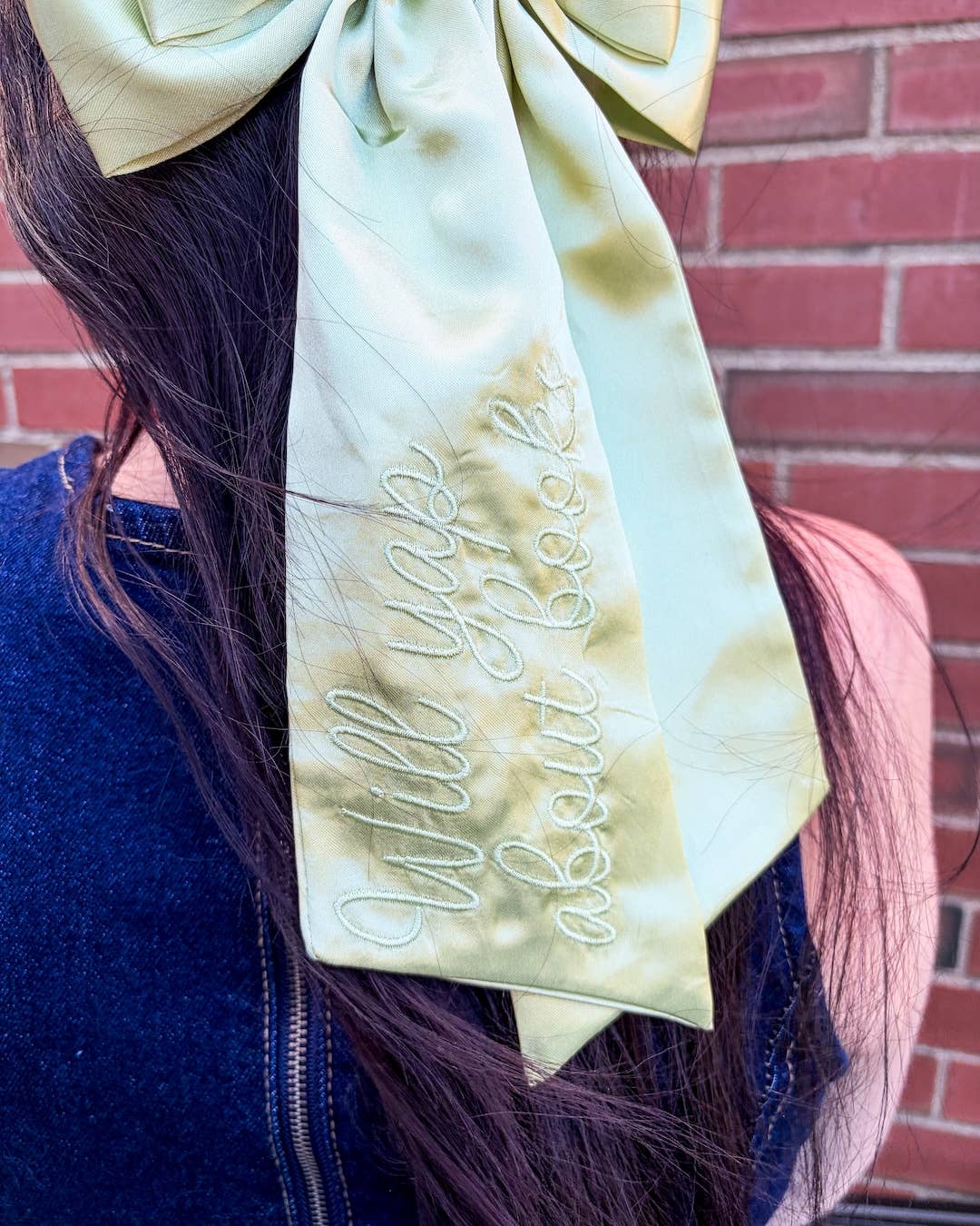 Will Yap About Books Hair Bow Clip | Embroidered Satin Bow