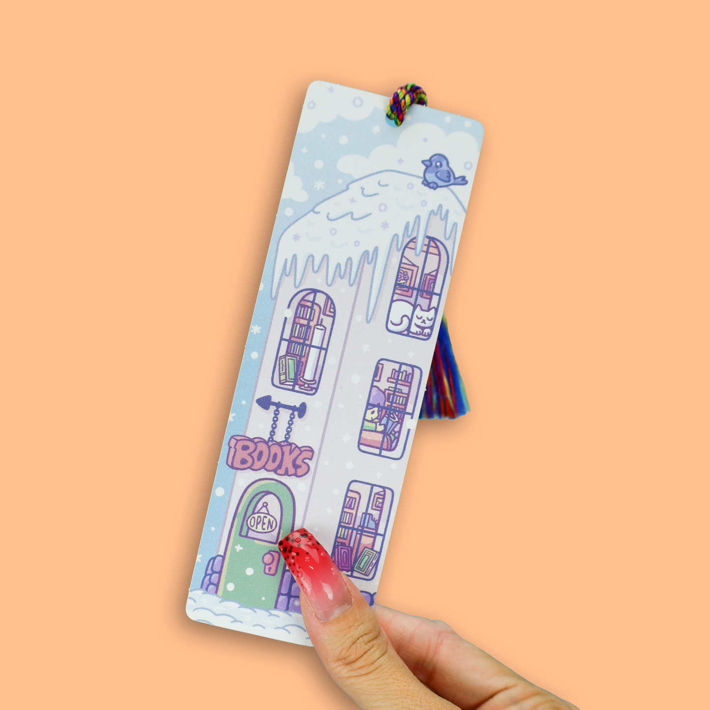 Snowy Bookshop, Cozy Reader, Gift, Winter Bookmark